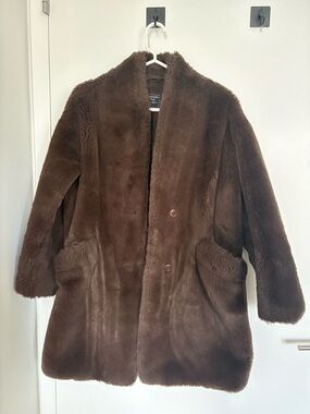 Abercrombie & Fitch Chocolate Brown Faux Fur Teddy Coat